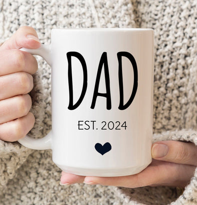 Dad Est. 2024 Custom Mug Announcement Father To Be Gift. New Dad