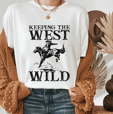 Keeping the West Wild Shirt, Western Country Adult TShirt, Cactus Desert Shirt, Vintage Desert Shirt