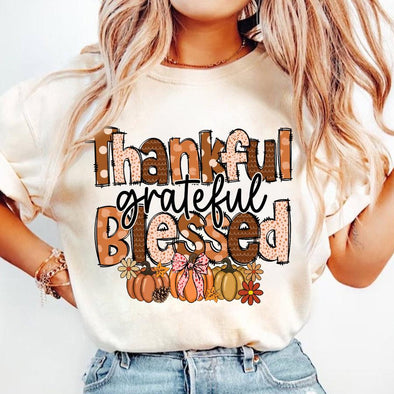 Grateful Thankful Blessed Shirt, Autumn Thanksgiving Christian Shirt Women, Thankful Mama 2024 Tee Shirt