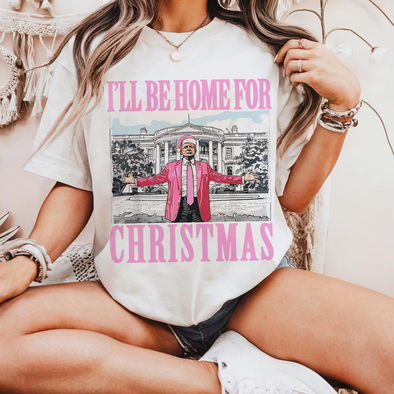 Trump I'll Be Home for Christmas T-Shirt - Humorous Trump Christmas 2024 Tee Shirt