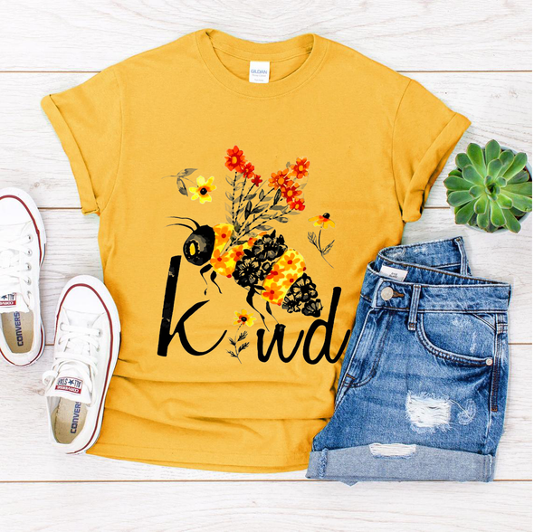 Floral Bee Kind Shirt, Bee Kind T Shirt, Be kind T Shirt