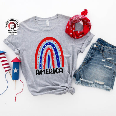 4th of July Rainbow America Shirt, 4th of July Rainbow Shirt, Independence Day Shirt