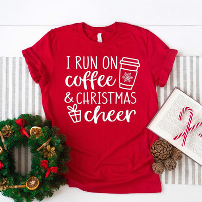I Run on Coffee and Christmas Cheer Shirt, Christmas Cheer and Coffee Shirt