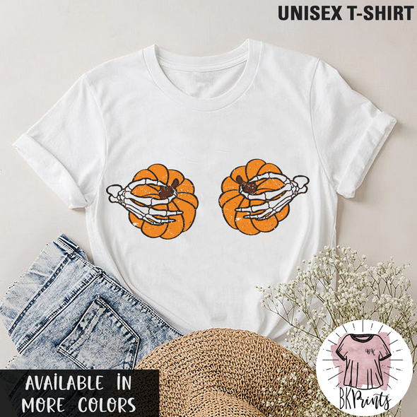 Halloween Pinch Shirt, Skeleton Shirt, Pumpkin Boobs Shirt, Funny Fall Shirt, Halloween Shirts