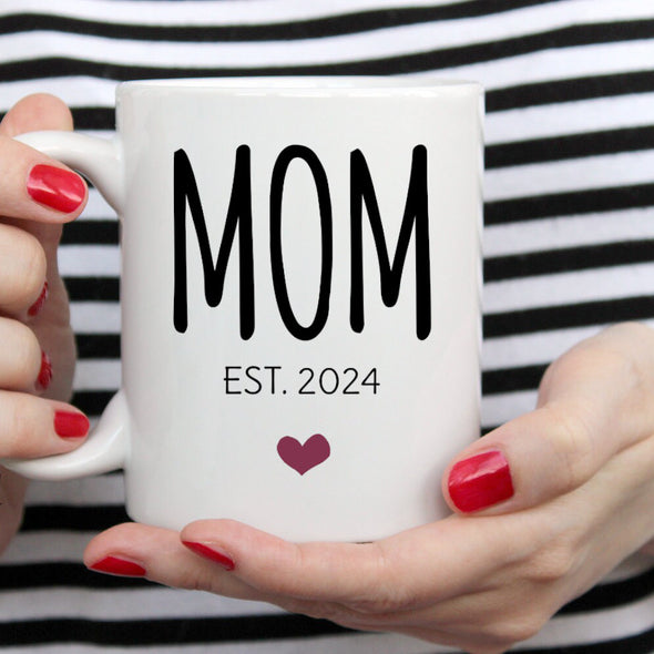 Mom Est. 2024 Custom Mug Announcement Mother To Be Gift. New Mom