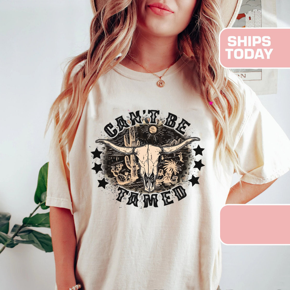 Can't be Tamed Shirt, Western Cowboy Country, Vintage Inspired Tee Shirt