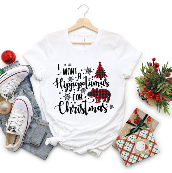 I Want A Hippopotamus For Christmas Shirt, Merry Christmas Shirt, Animal Lover Shirt, Hippopotamus Shirt,Gift For Christmas